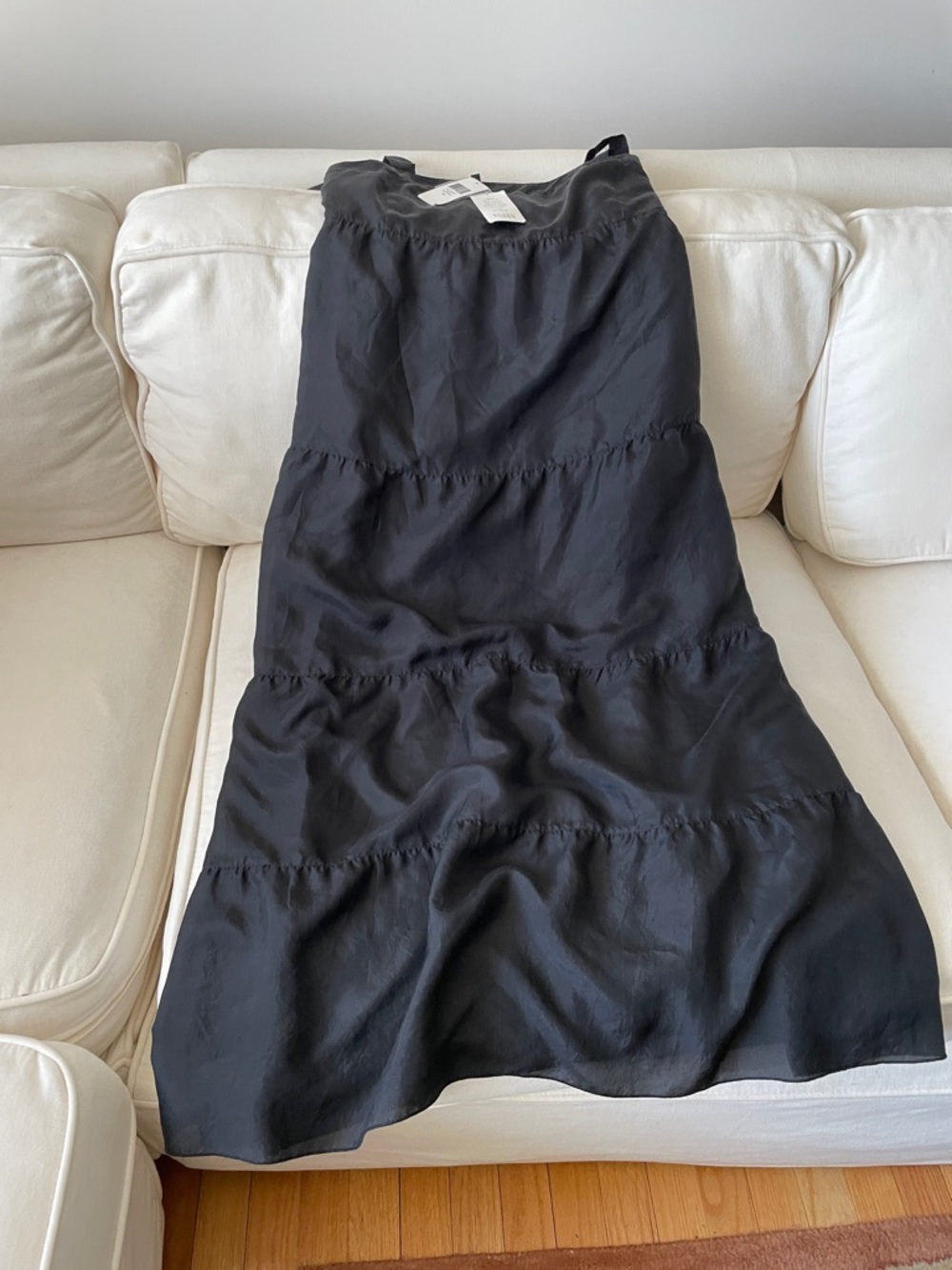 Eileen Fisher Black Tiered Silk-Blend Dress